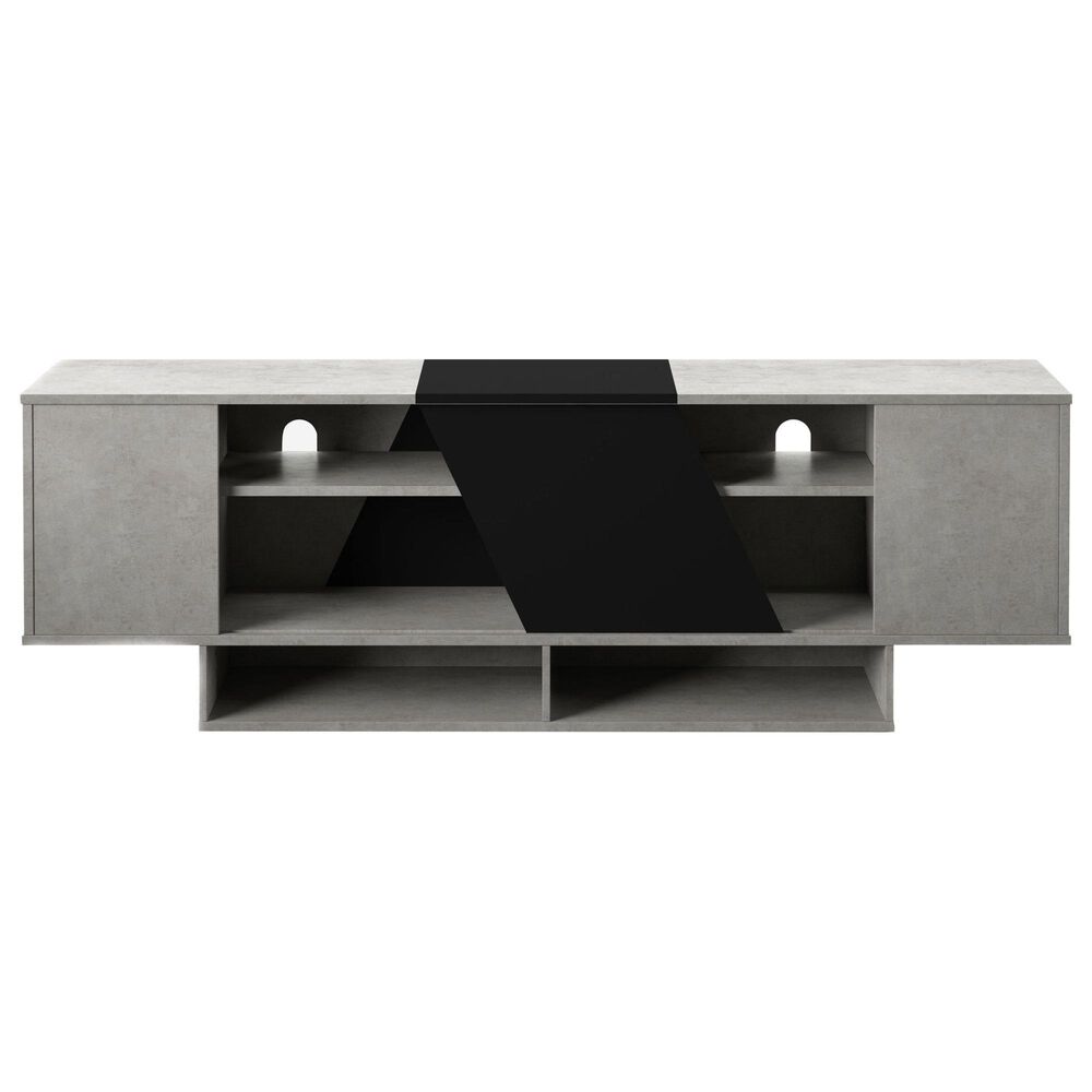 Furniture of America Tuttle 70.85" TV Stand in Cement and Black, , large