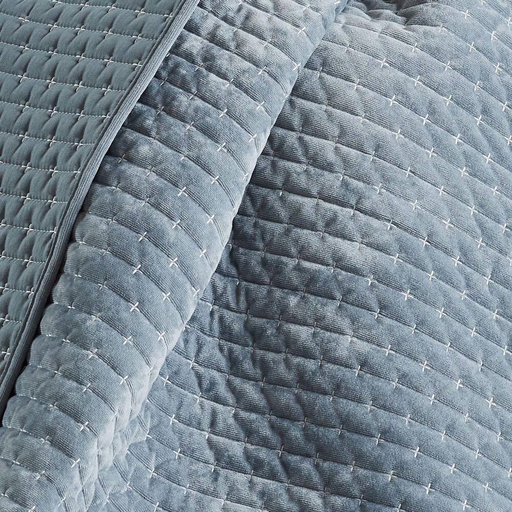 Levtex Velvet Stitch 50" x 60" Quilted Throw in Chambray, , large