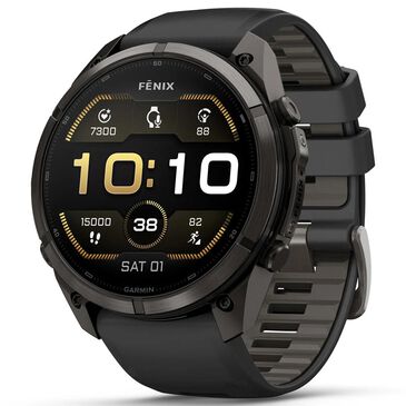 Garmin fenix 9 Pro Smartwatch 51mm Carbon Gray DLC Titanium with Black and Pebble Gray Silicone Band, , large