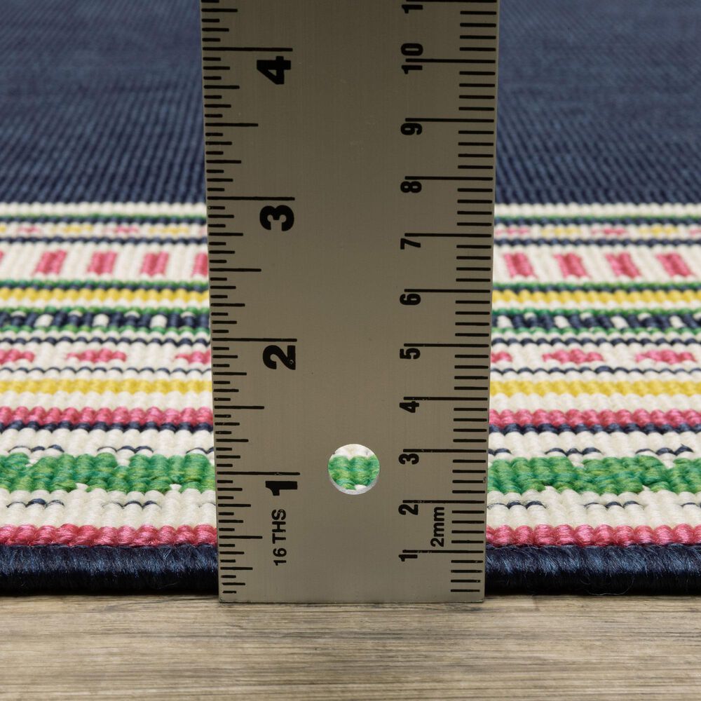 Oriental Weavers Havana HAV06 Navy and Multicolor 3'3" x 5' Indoor/Outdoor Area Rug, , large