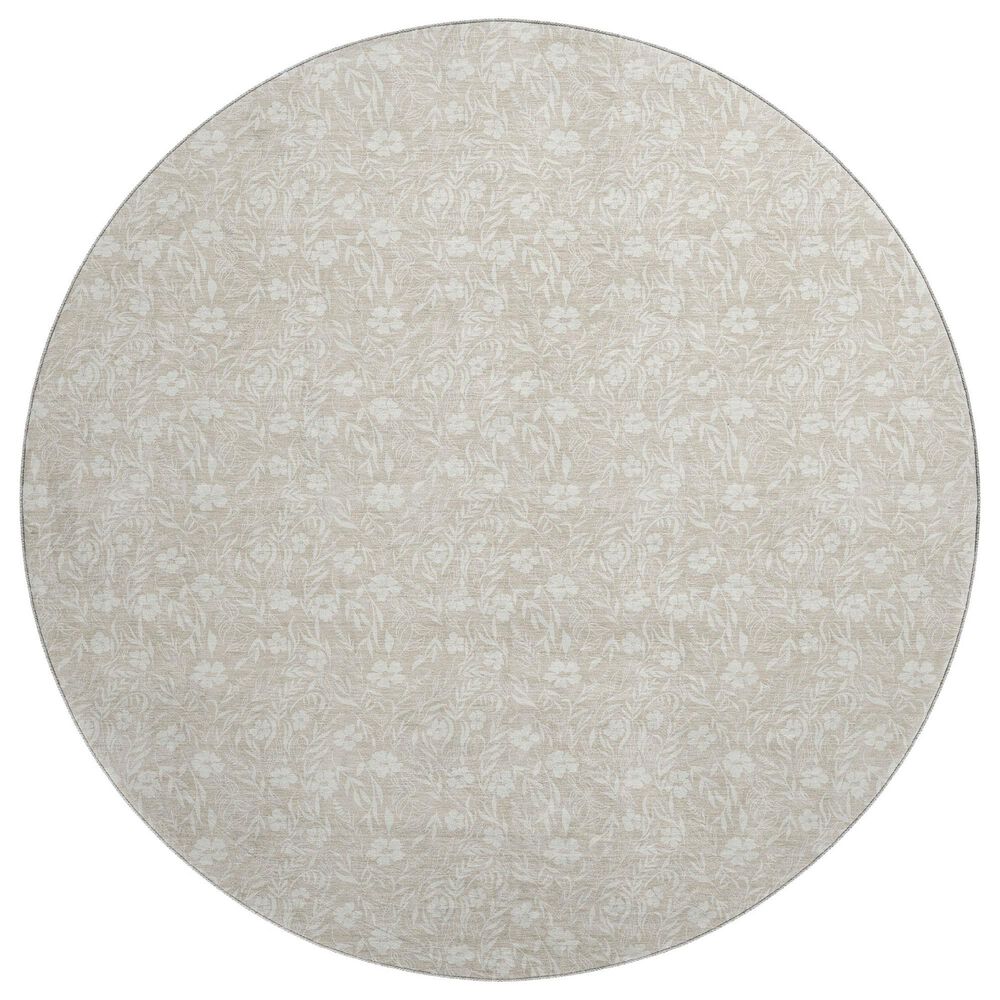Dalyn Rug Company Soft Essentials Floral Beige 8" Round Indoor/Outdoor Area Rug, , large