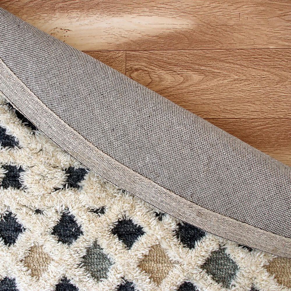 L&amp;R Resources Sinuous Modern Geometric 4&#39; Round Blue, Cream and Tan Area Rug, , large