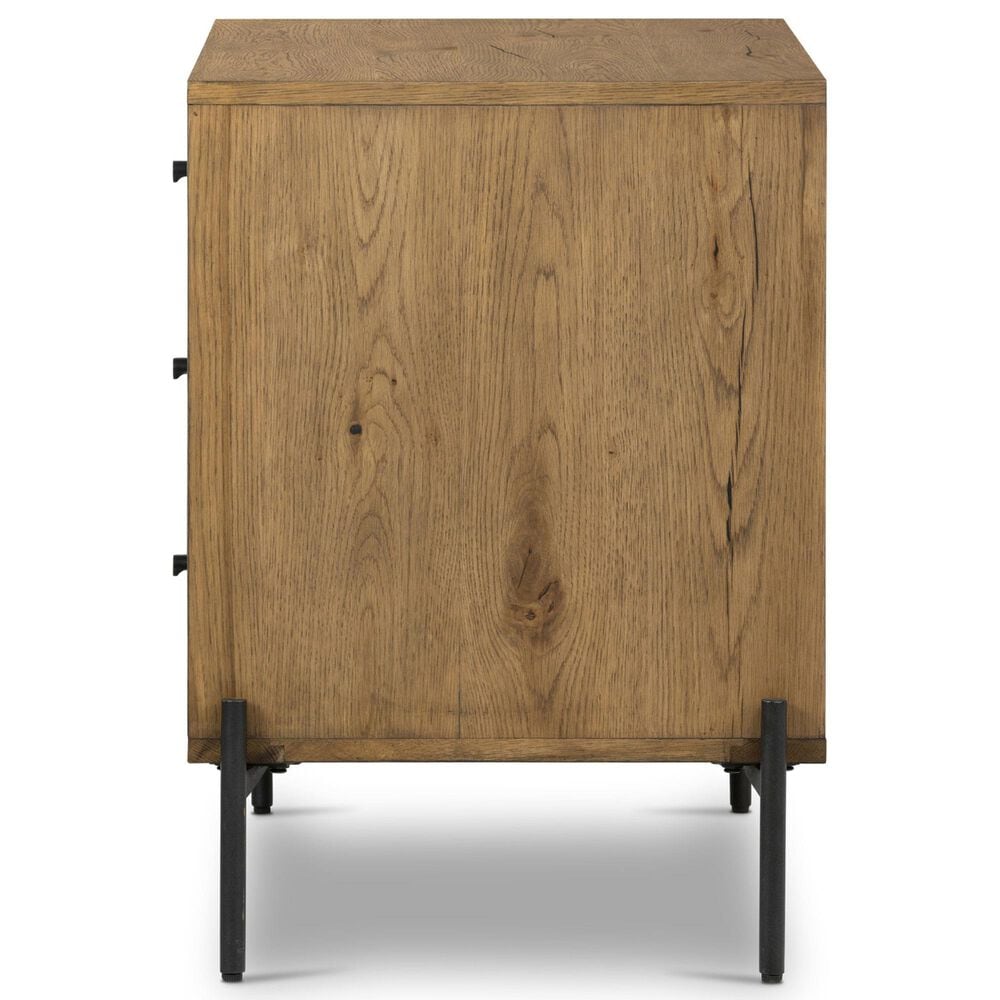 Four Hands Eaton 3-Drawer Large Nightstand in Amber Oak and Dark Gunmetal, , large