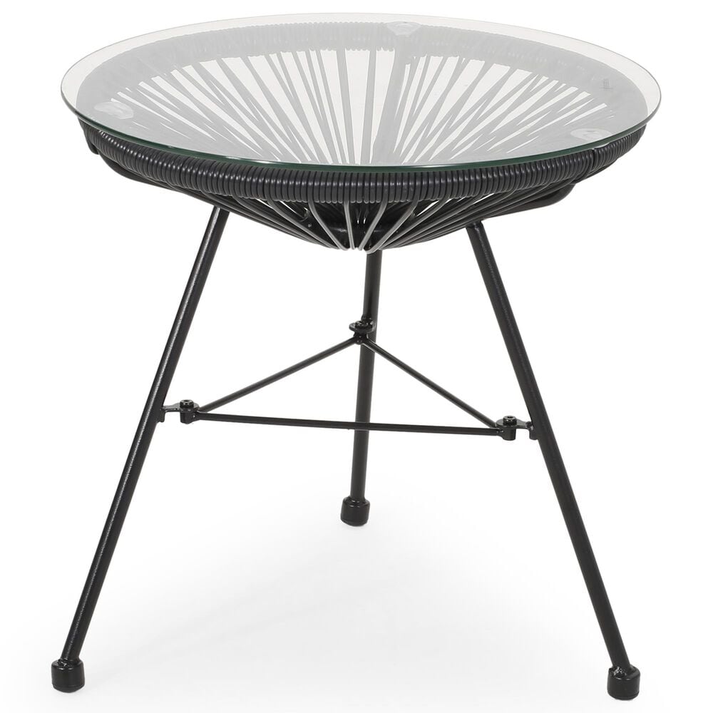 Hearth and Haven Nusa Round Patio Side Table in Black and Clear, , large