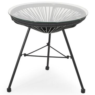 Hearth and Haven Nusa Round Patio Side Table in Black and Clear, , large