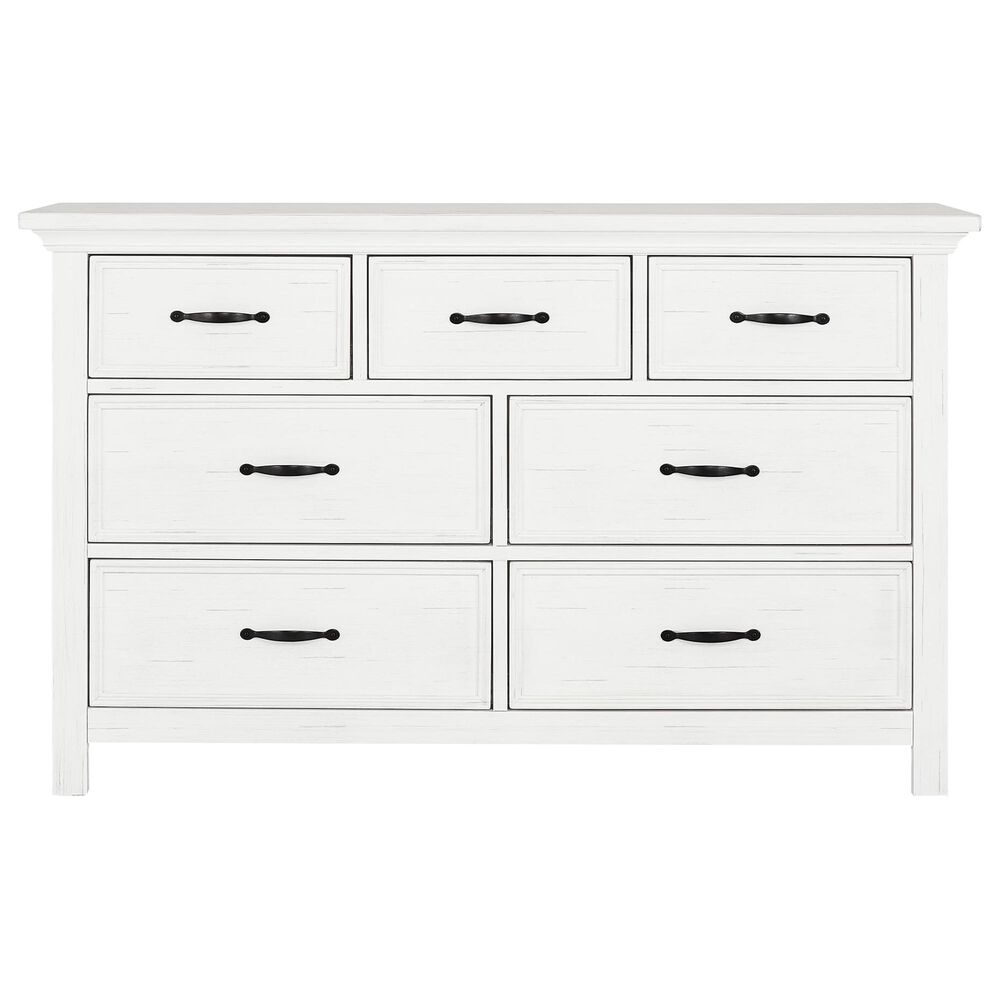 Evolur Belmar 7 Drawer Double Dresser in Weathered White NFM