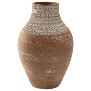 Ashley Reclove 13" Vase in Distressed White and Brown, , large