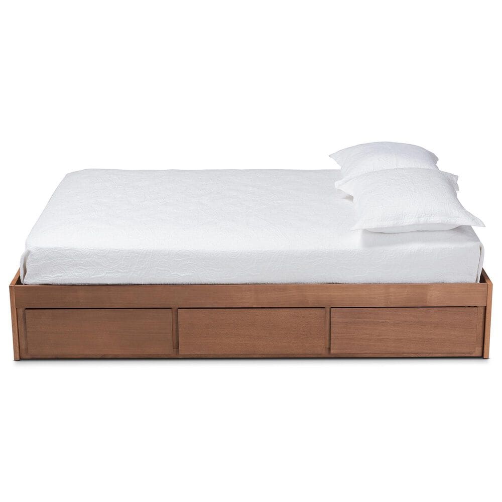Baxton Studio Wren King Storage Bed Frame in Walnut Brown, , large
