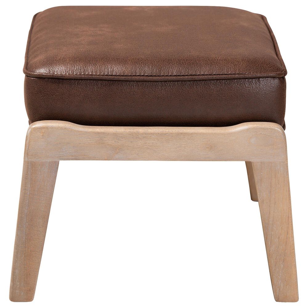 Baxton Studio Sigrid Upholstered Ottoman in Dark Brown, , large