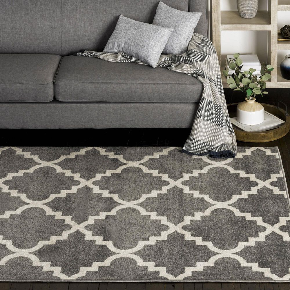 Central Oriental Terrace Tropic Taza 9&#39;10&quot; x 12&#39;10&quot; Stone and Snow Area Rug, , large