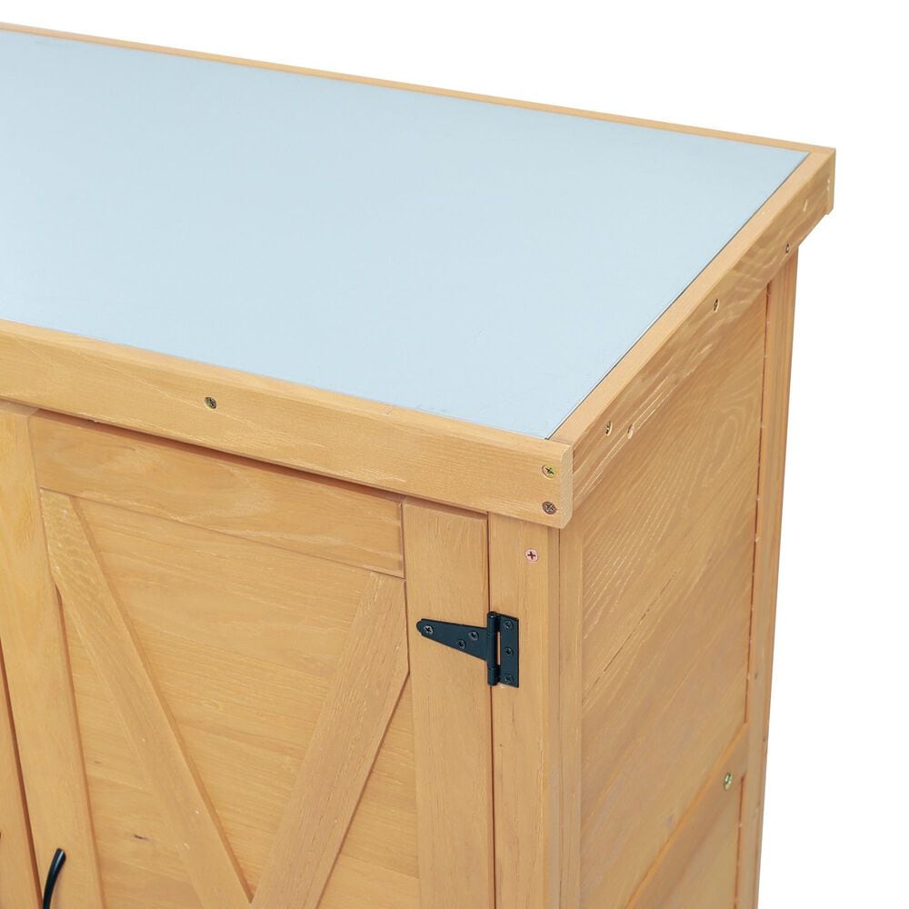HOMLUX Potting Bench with Storage Cabinet in Brown, , large