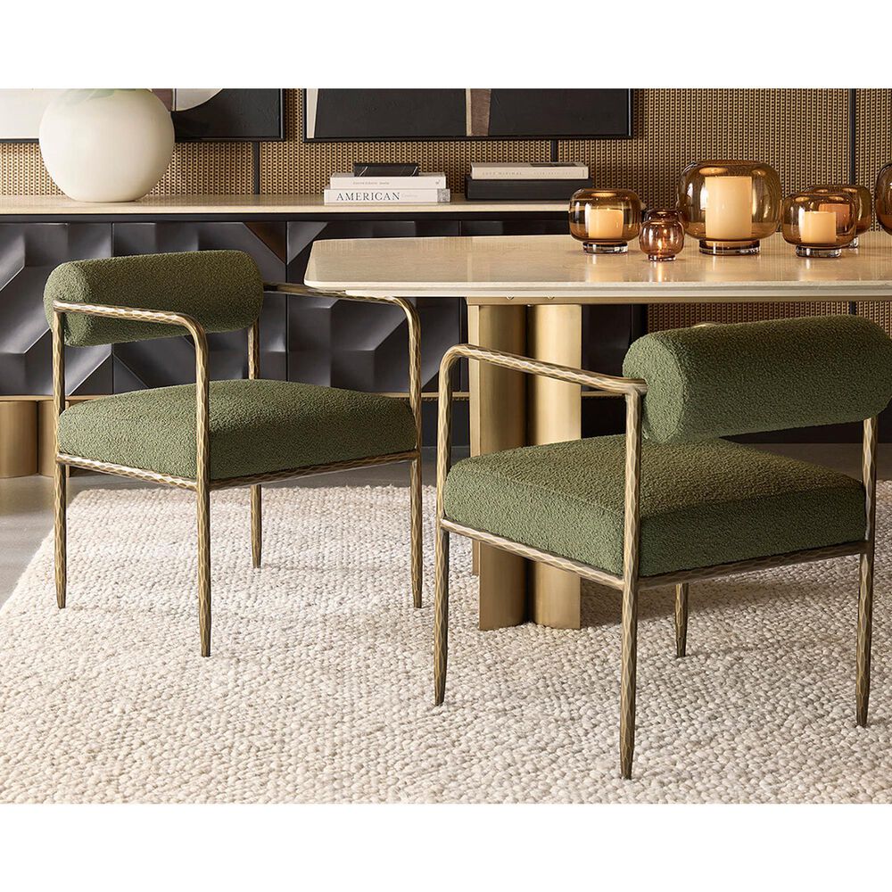 Club Collection By Sunpan Ajani Arm Chair with Copenhagen Olive Cushion in Antique Brass, , large