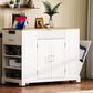 HOMLUX 47" Fluted Kitchen Island with Trash Can Storage Cabinet in White and Natural, , large