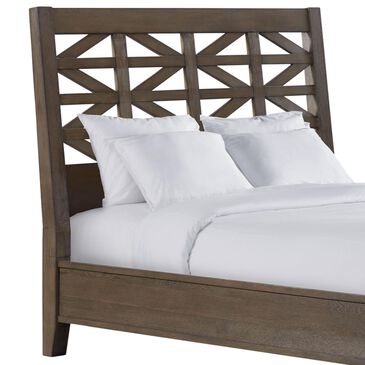 Hawthorne Furniture Preston Queen Lattice Headboard Only in Weathered Vintage Oak, , large