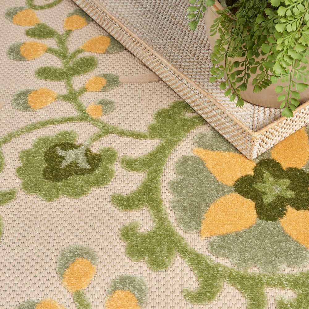 Nourison Aloha ALH17 7&#39;10&quot; x 10&#39;6&quot; Ivory and Green Indoor/Outdoor Area Rug, , large