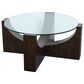 Nicolette Home Beckham Round Cocktail Table with Casters in Rustic Tavern and Clear, , large