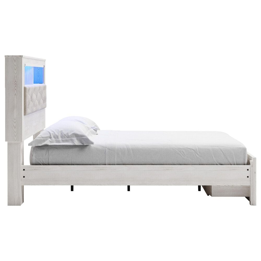 Ashley Altyra Queen Upholstered Bookcase Bed with Storage  in White, , large