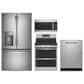 GE Profile 4pc Kitchen Package with Refrigerator, Range, Microwave, and Dishwasher in Stainless Steel, , large