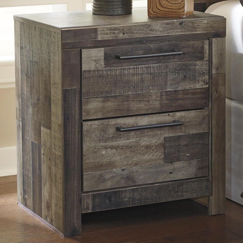 Ashley Derekson 2 Drawer Nightstand in Walnut and Gray, , large