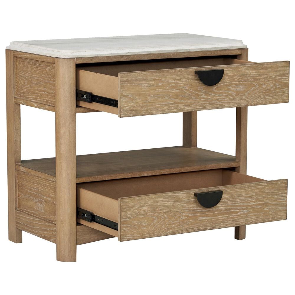 Simeon Collection Escape King Upholstered Platform Bed with 2 Nightstands in Natural Patina and Sandstone, , large
