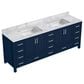 Lexora Home Jacques 84" Double Bathroom Vanity in Navy Blue with 2 cm White Carrara Marble Top and Rectangular Sinks, , large