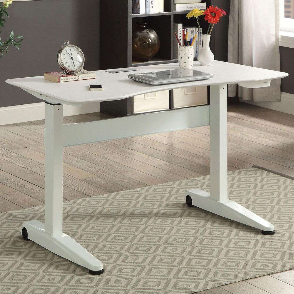 Furniture of America Pope Small Lift Computer Table in White, , large