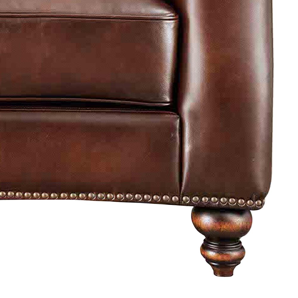 Hydeline Hampton Leather Stationary Sofa in Brown, , large