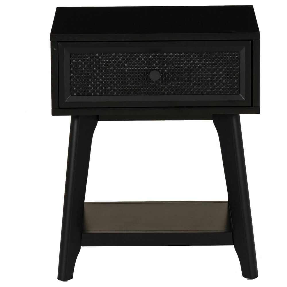 Linon Home Decor Catlett Side Table Nightstand in Matte Black, , large