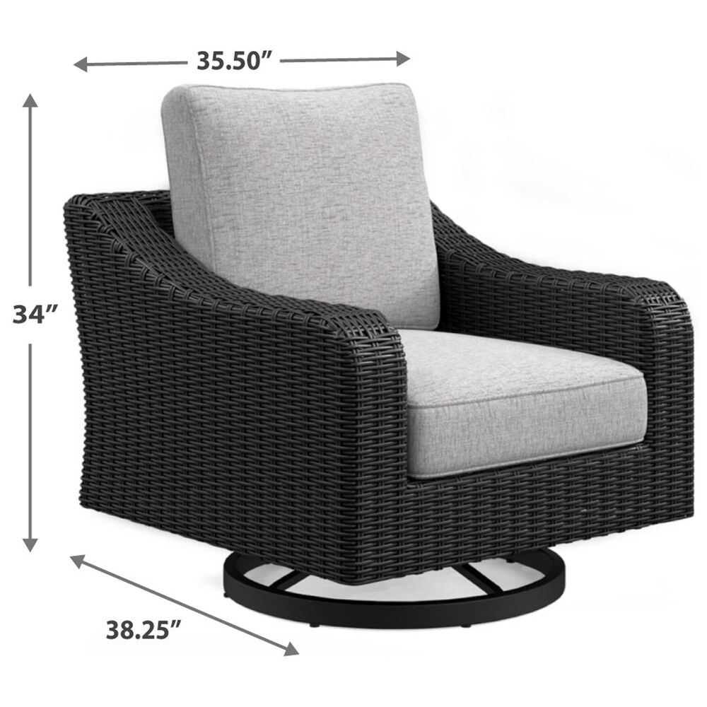 Ashley Beachcroft Patio Swivel Lounge Chair in Light Gray, , large