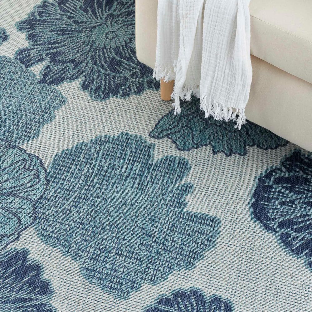 Nourison Garden Oasis Floral Blue 8&#39; x 10&#39; Indoor/Outdoor Area Rug, , large
