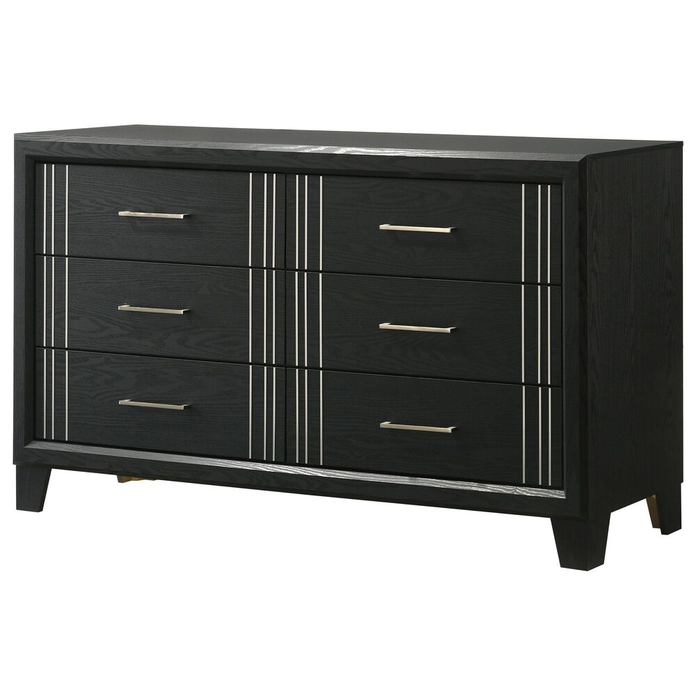 Crown Mark Charlie 6-Drawers Dresser and Mirror in Charcoal, , large