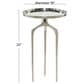 Maple and Jade 25" Round End Table with 3 Tripod Legs in Polished Silver, , large