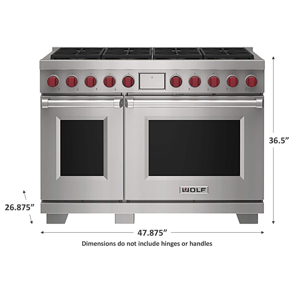 Wolf 48&quot; Dual Fuel 8 Burners Range in Stainless Steel, , large