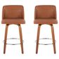 LumiSource Toriano Swivel Counter Stool with Camel Faux Leather Upholstery in Walnut and Chrome (Set of 2), , large