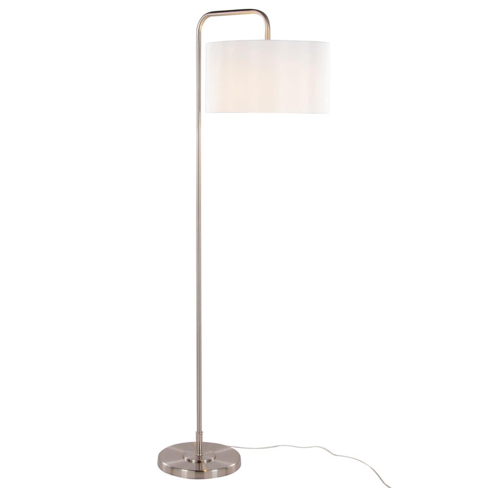 LumiSource Puck 63" Metal Floor Lamp in Brushed Nickel, , large