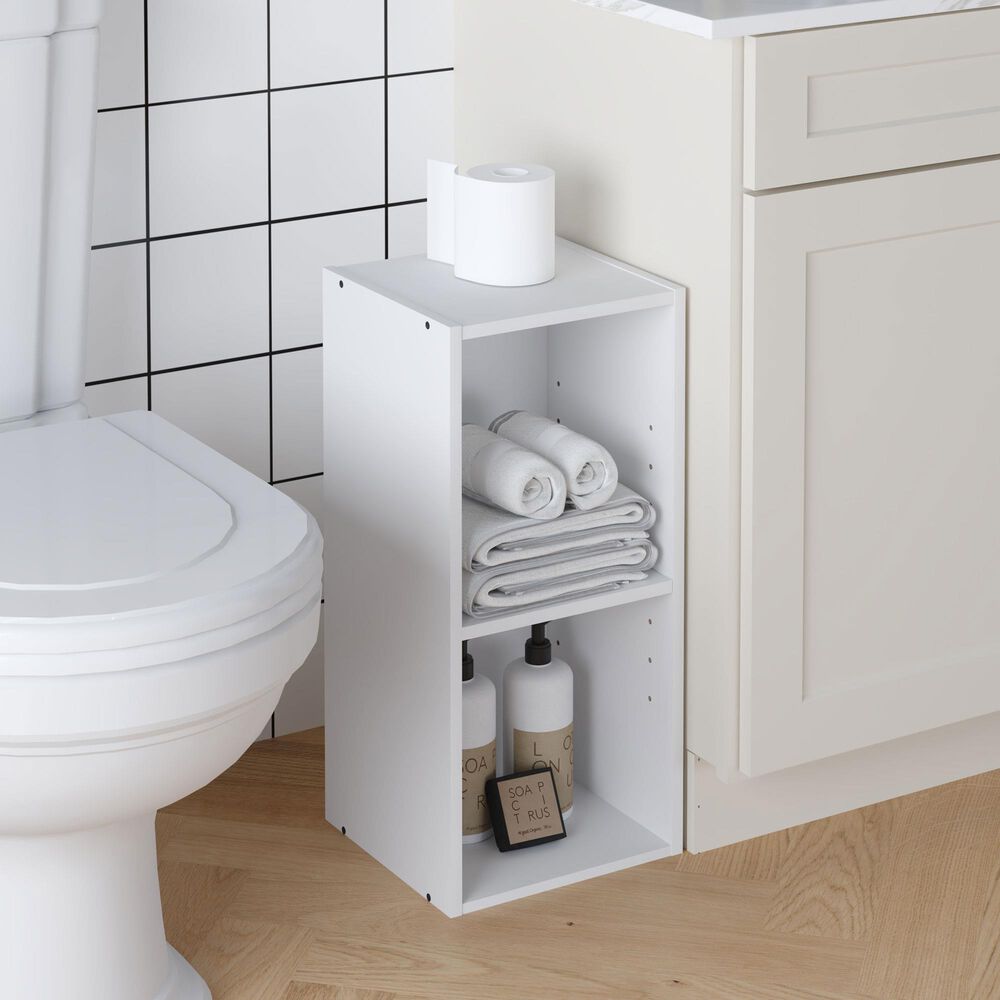 HOMLUX 2-Tier Space Saving Storage Bookcase with Adjustable Shelf in White, , large