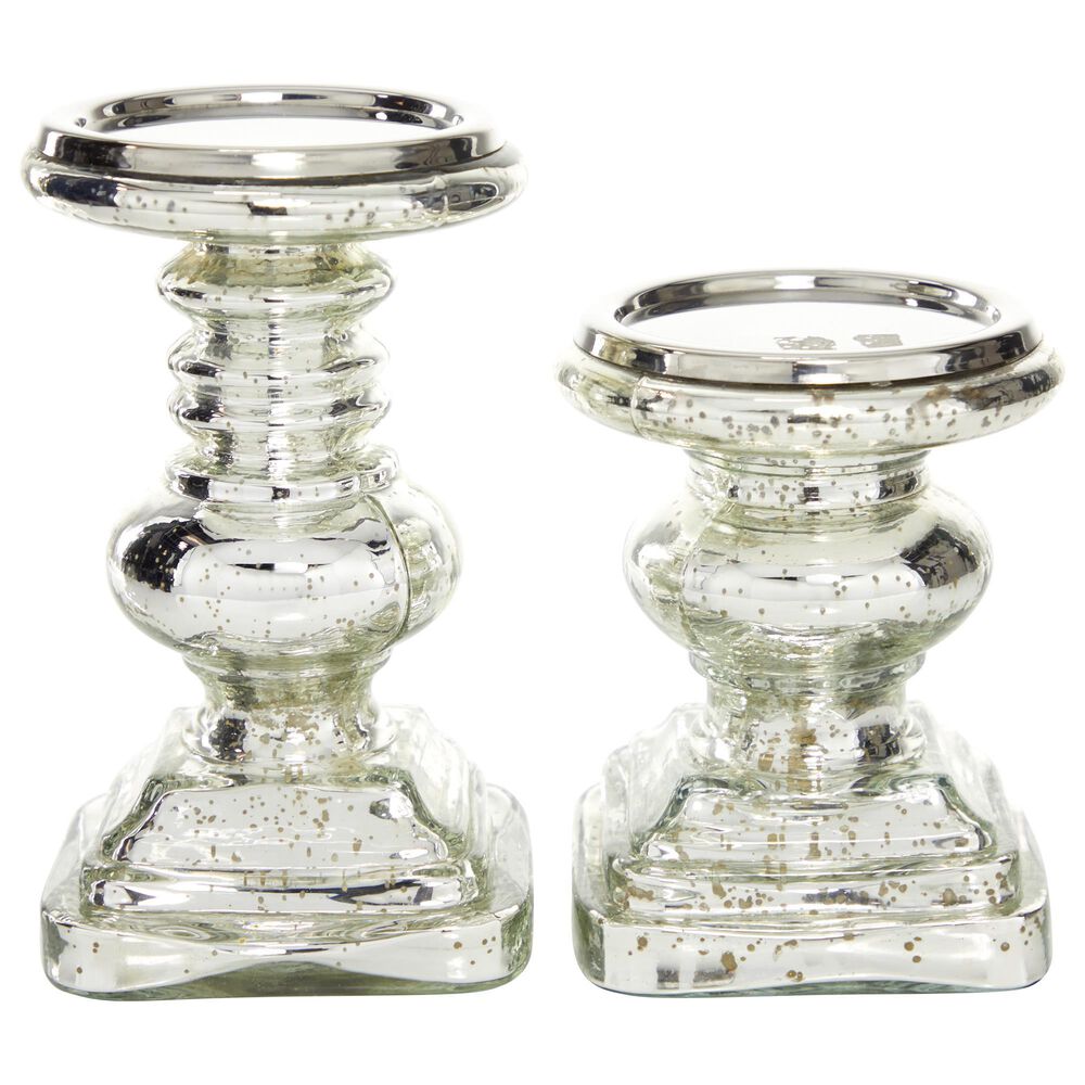 Maple and Jade 9" Traditional Candle Holder in Silver (Set of 2), , large