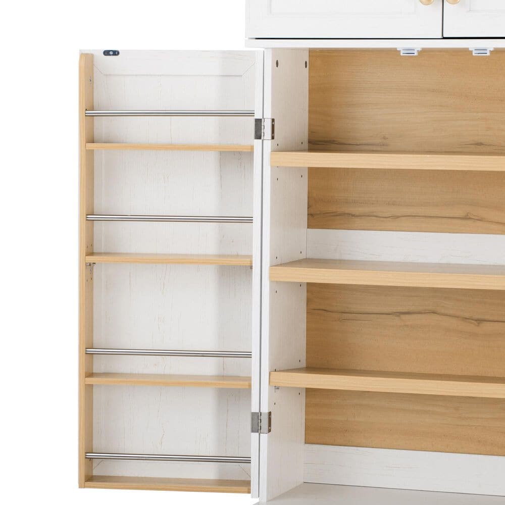 HOMLUX HOMLUX 78.2" Tall Farmhouse Kitchen Pantry Cabinet with 8 Door Shelves, Storage Cabinet with 3 Adjustable Shelves, 3 Large Drawers, Versatile Cupboard for Kitchen, Dining &amp; Bathroom, Retro White, , large