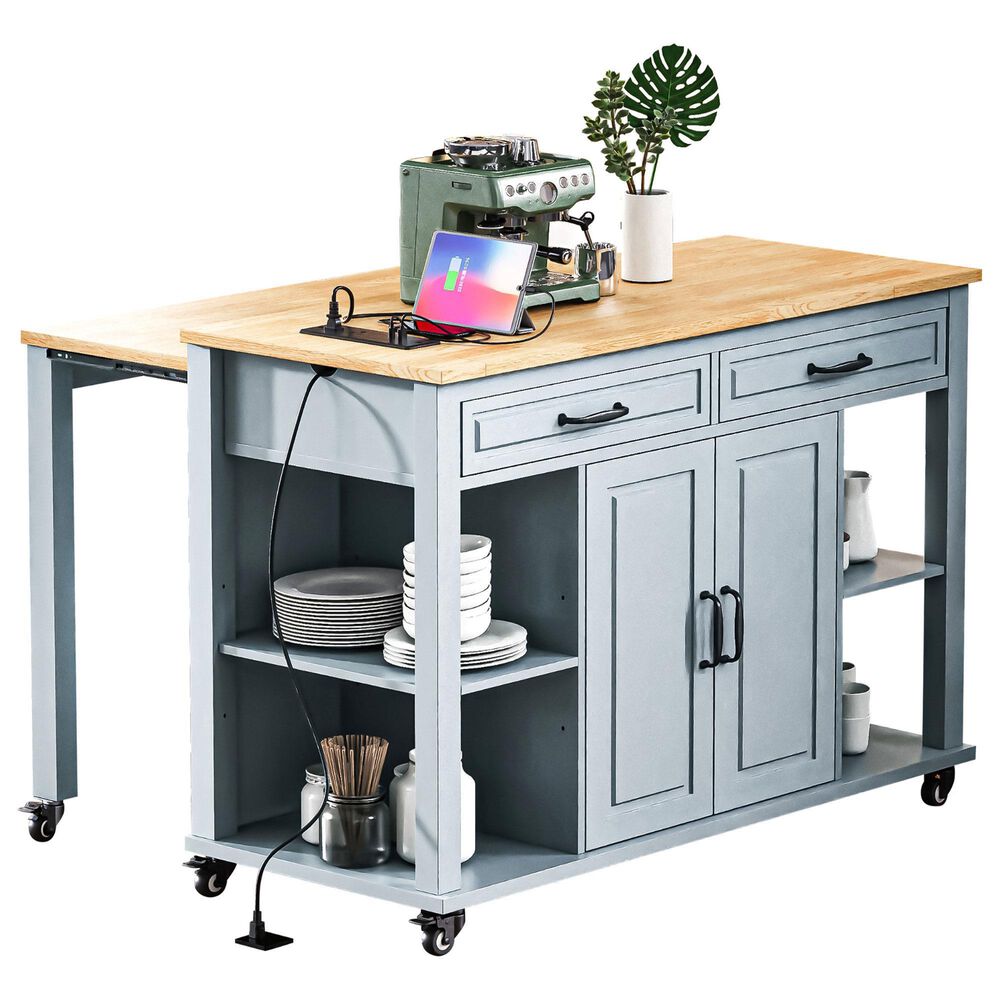 HOMLUX 47-inch Kitchen Island  in Grey Blue, , large