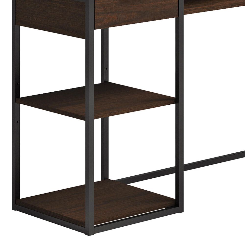Hearth and Haven 2-Drawer L-Shaped Desk in Brown and Grey, , large