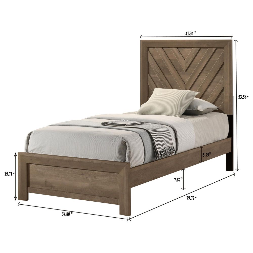 Crown Mark Valor Twin Panel Bed in Light Brown, , large
