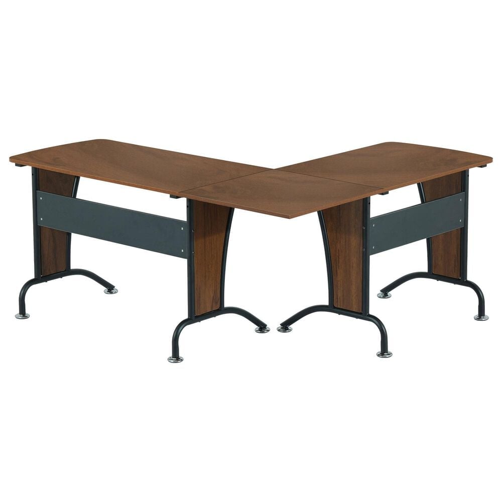 Rta Products Llc Deluxe L-Shaped Desk in Mahogany and Grey, , large