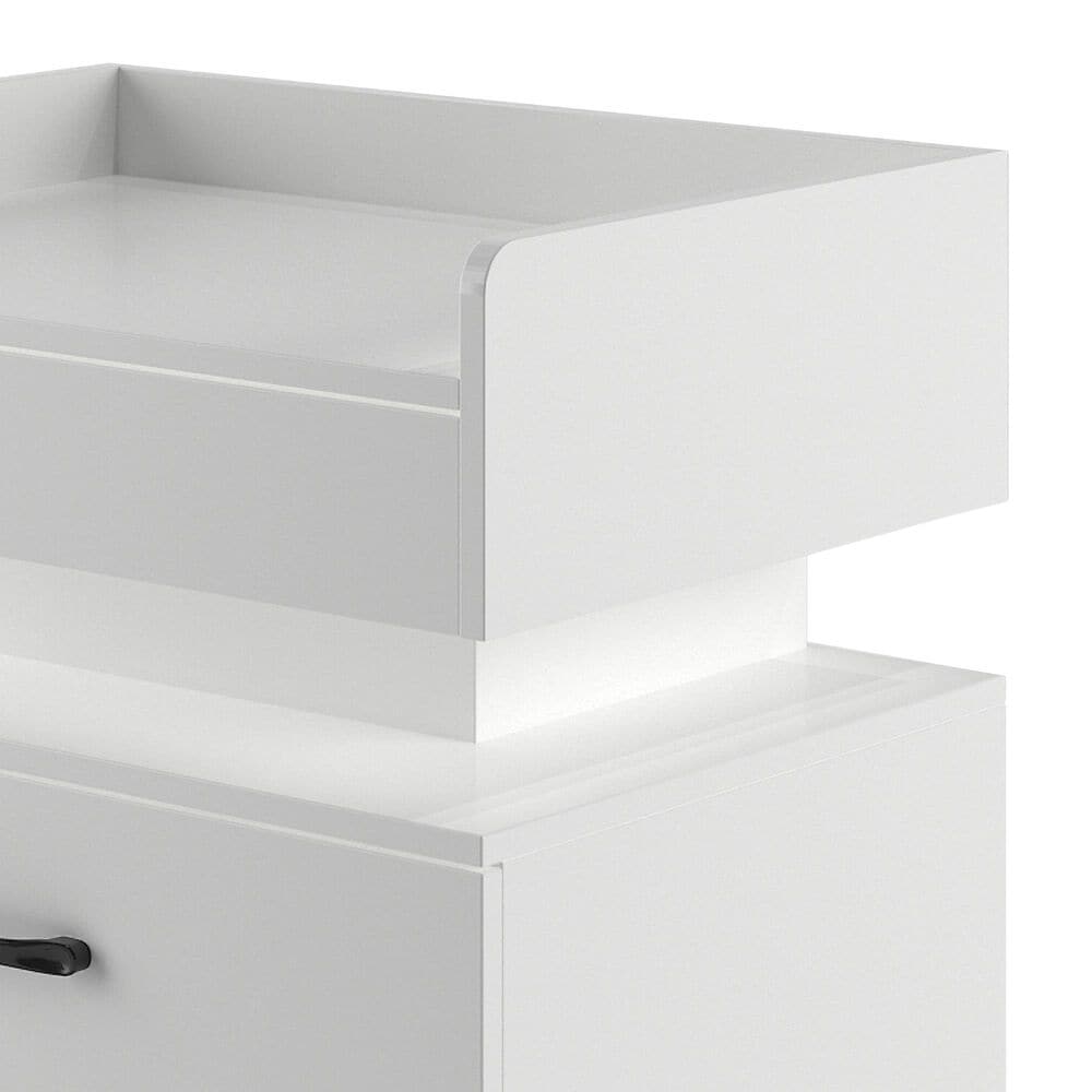 Hearth and Haven 2-Drawer Nightstand with Adjustable LED Strip Light in White, , large