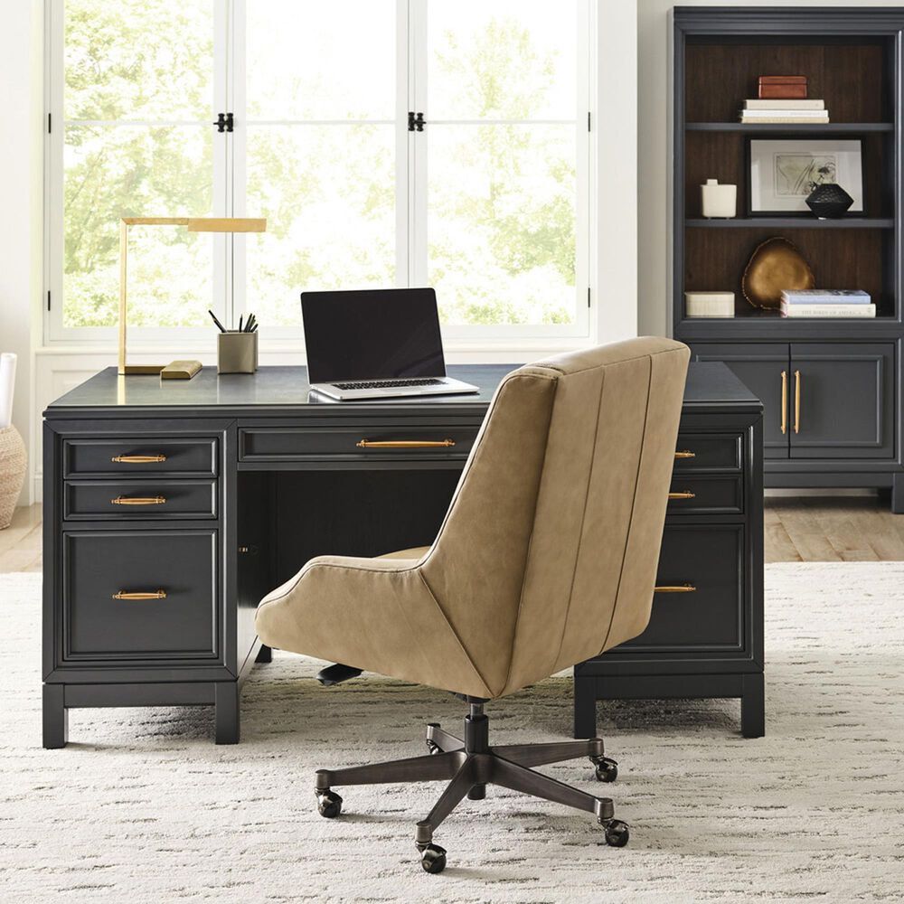 Riva Ridge Alexander 2-Piece Executive Desk and Door Bookcase Set in Midnight, , large