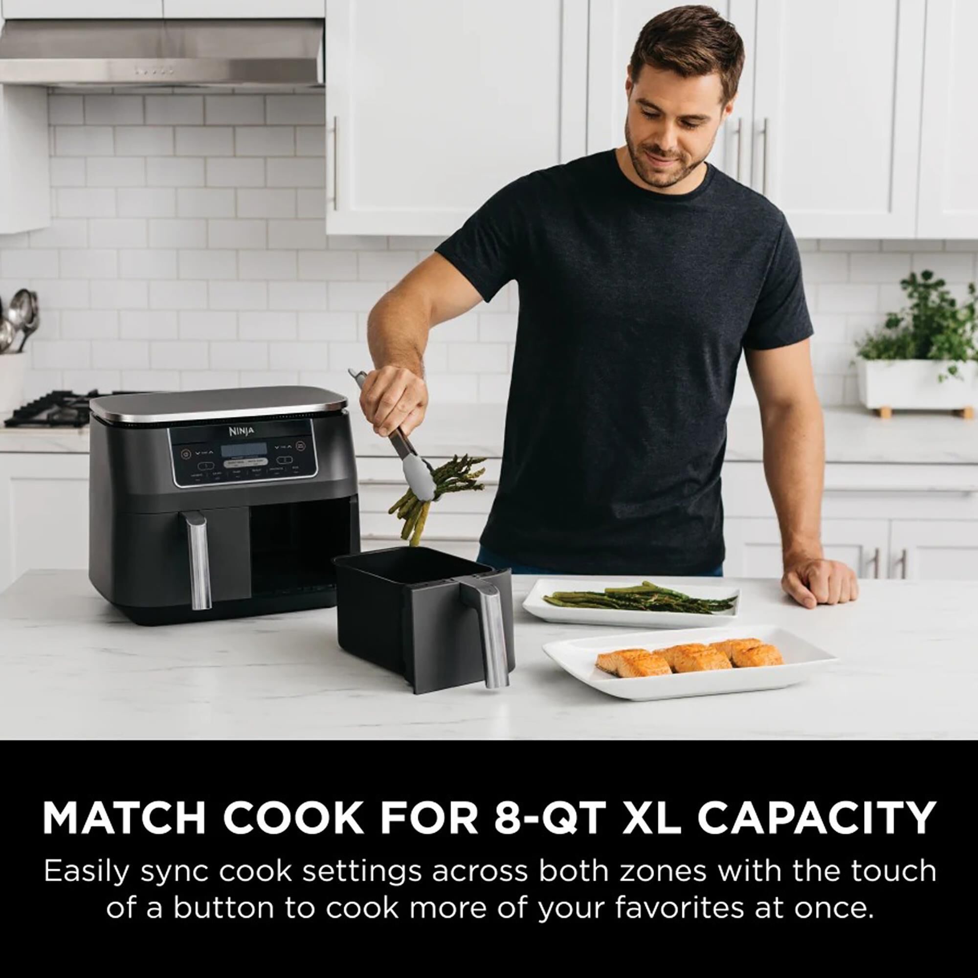 Ninja 8 Quart 2 Basket Air Fryer with DualZone Technology NFM