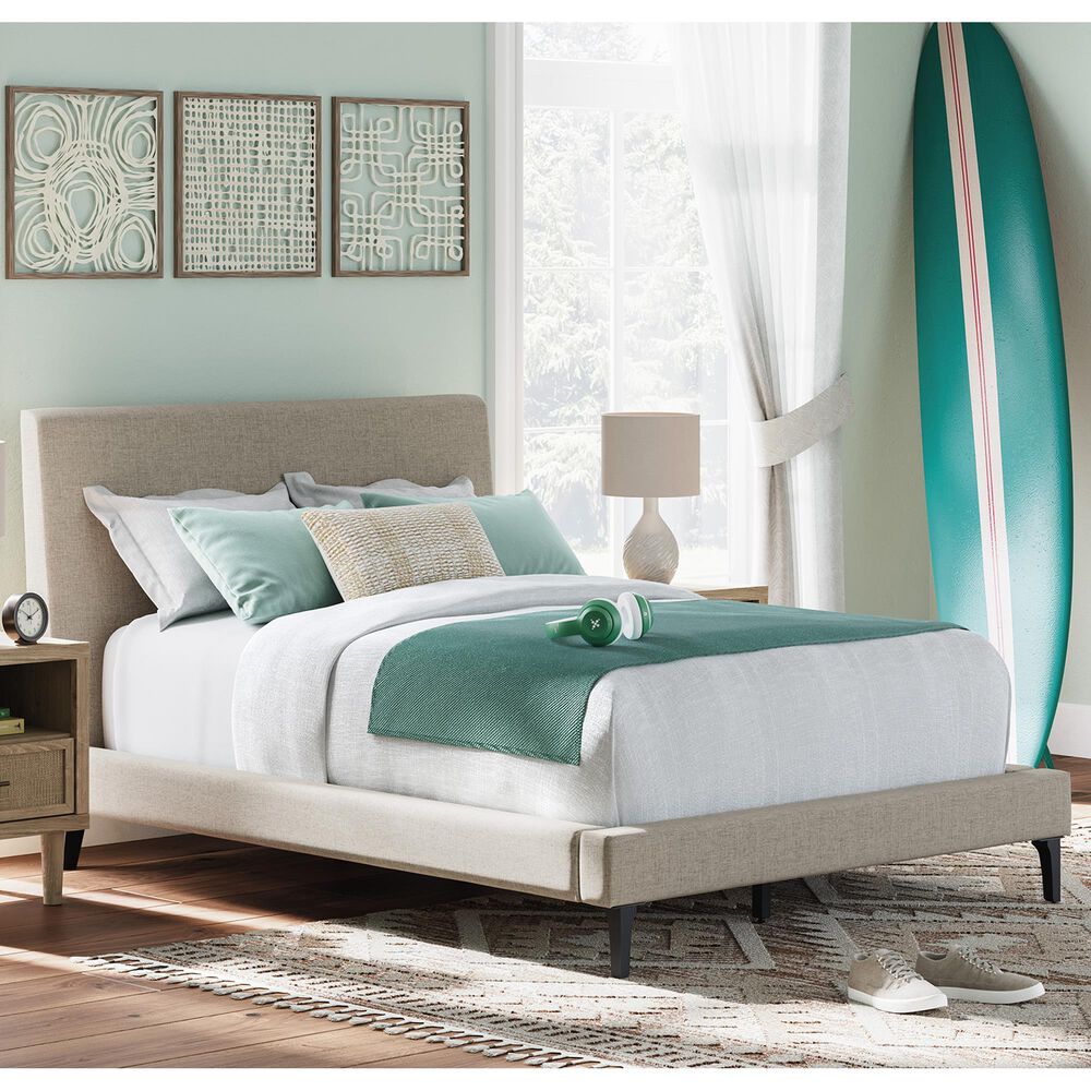 Ashley Cielden Full Upholstered Platform Bed with Roll Slats in Tan, , large