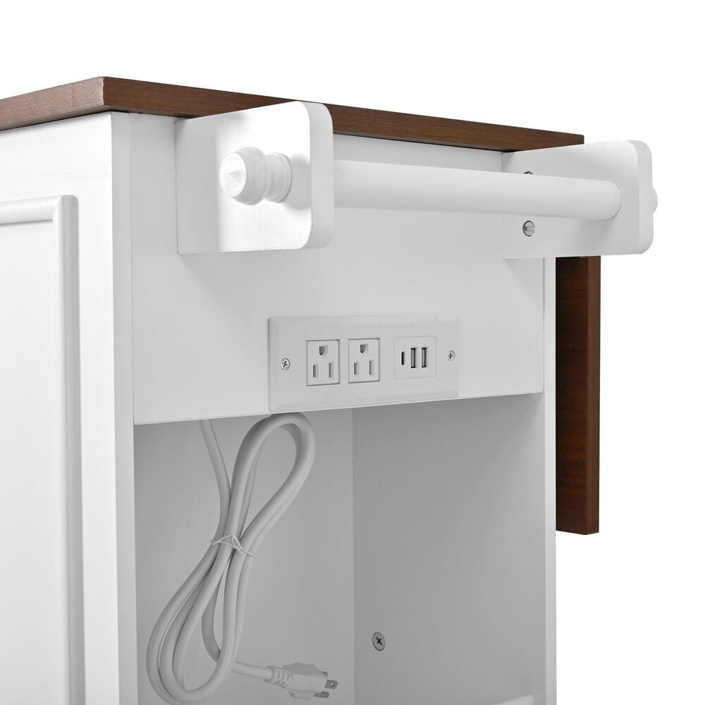 HOMLUX 54" Mobile Kitchen Island with Glass Door Storage in Walnut and White, , large