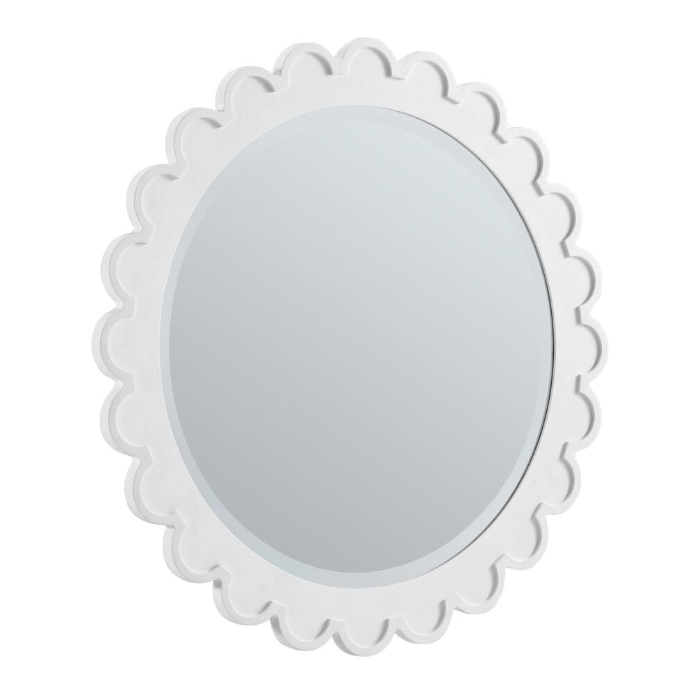 James Martin Vanities Adelese 32&quot; Scalloped Round Mirror in Bright White, , large