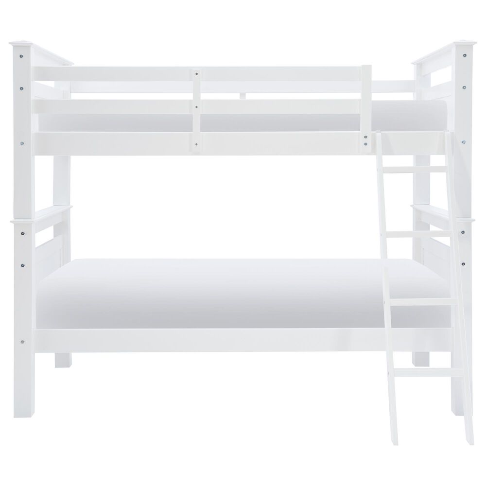 Linon Home Decor Beckett Twin Over Twin Bunk Bed in White, , large