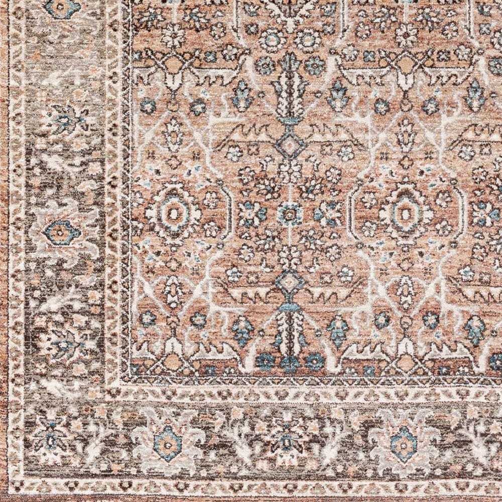 Surya Carlisle Oriental 5&#39;3&quot; Round Dusty Pink, Medium Brown, Light Gray, Pale Blue, Brown and Cream Area Rug, , large